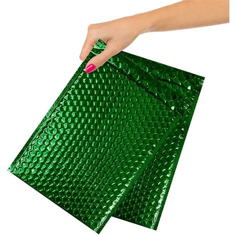 Pack Of 10 Green Metallic Padded Bubble Mailers 65 X 105 Green Bubble