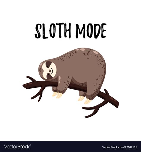 Cute Funny Cartoon Sloth Royalty Free Vector Image