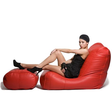 Indoor Bean Bags Fiorenze Bean Bags Hellfire Red Genuine Leather