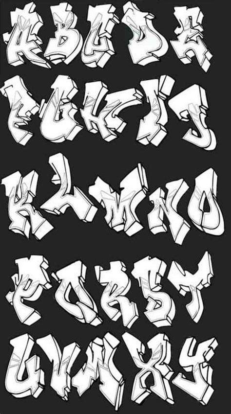 Black White 3d Style Of Graffiti Alphabet A Z Graffiti Alphabet