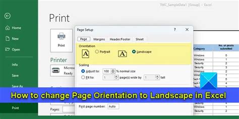 How To Change Page Orientation To Landscape In Excel