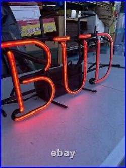 Real Rare Glass Vintage Budweiser Beer Electric Signs BUD Neon Sign