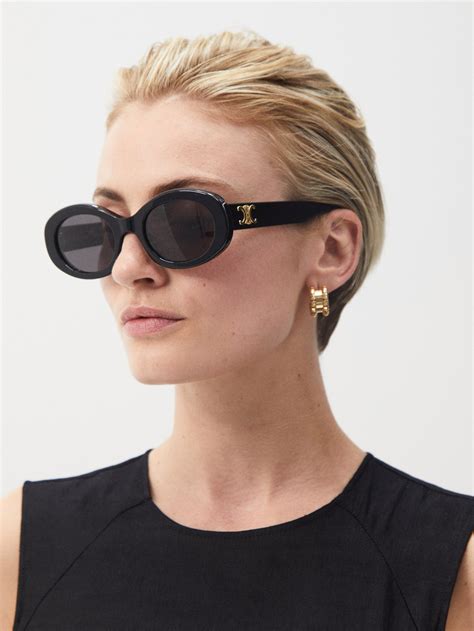 black triomphe oval acetate sunglasses celine eyewear matches uk