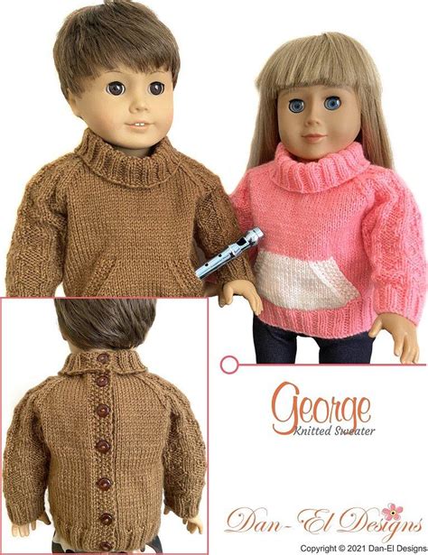 Dan El Designs George Doll Clothes Knitting Pattern 18 Inch American Girl Dolls