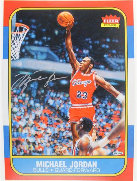 Lot Detail Michael Jordan Signed 125 X 175 1986 Fleer Rookie Card