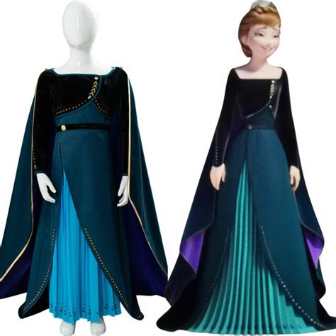 Frozen 2 Princess Anna Cosplay Coronation Queen Child Costume Kid Cape