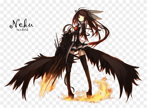 Anime Wolf Demon Girl With White Hair Download Anime Black Wings Free Transparent Png