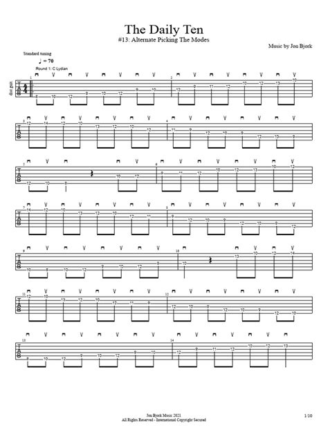 The Daily Ten 13 Alternate Picking The Modes Pdf Musical Scales