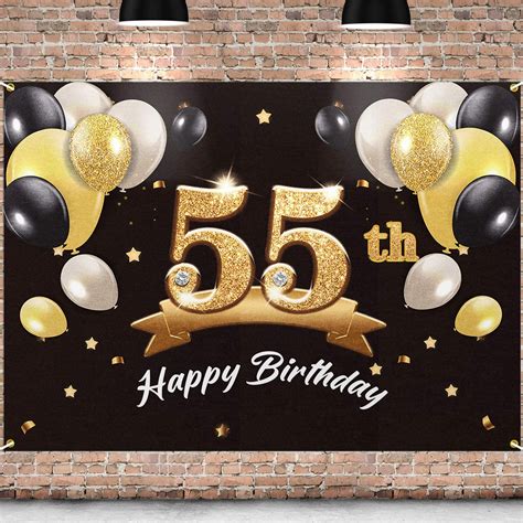 Pakboom Happy 55th Birthday Banner Backdrop 55 Birthday