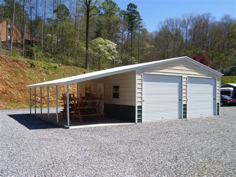 2 Car Garage With A Lean Too Garages