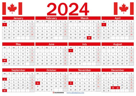 2024 Canada Calendar Printable Template Calendar