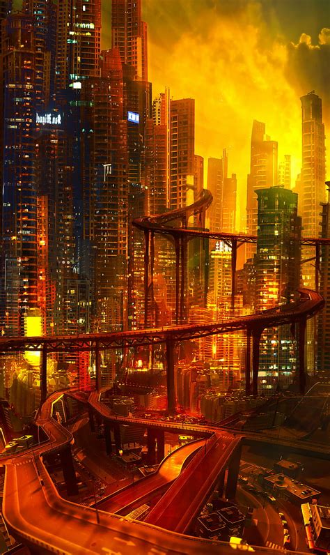 Hd Wallpaper City Future Cyberpunk Architecture Night Lights