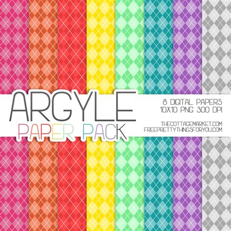 Free Argyle Digital Scrapbooking Paper Pack The Cottage Market