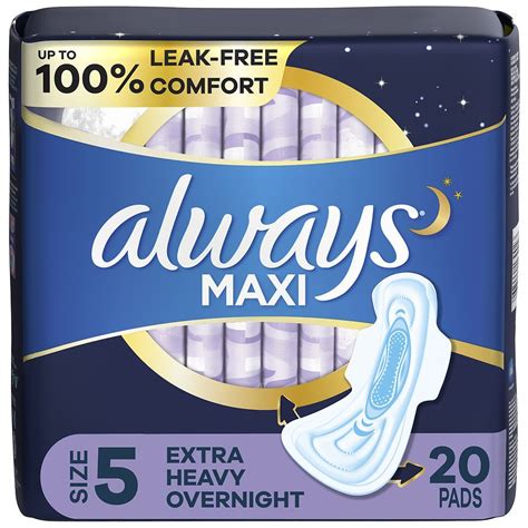 Always Maxi Extra Heavy Overnight Pads With Wings Unscented Unscented
