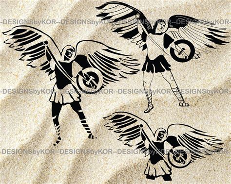 Archangel 3 Svg And 3 Png Silhouette Designs Of Archangel Etsy