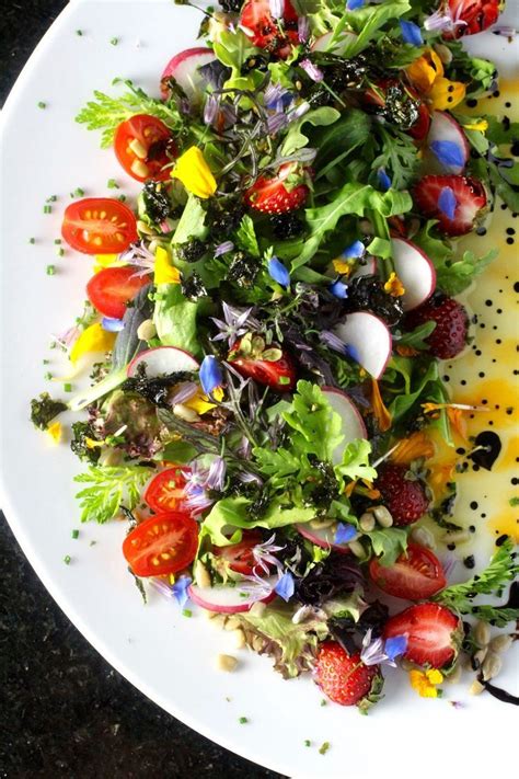 Edible Flower Salad With Wild Strawberries And Grape Tomatoes Wow