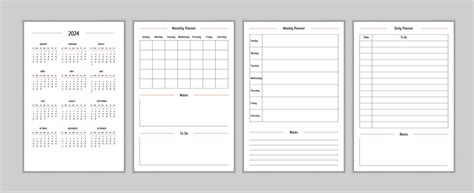 2024 Calendar And Daily Weekly Monthly Personal Planner Diary Template
