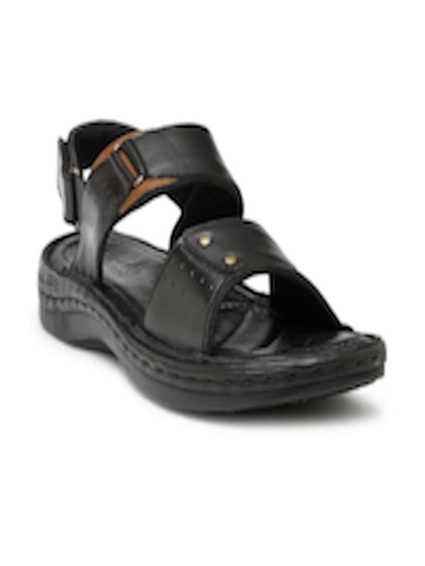 Buy Teakwood Leathers Men Black Leather Comfort Sandals Sandals For