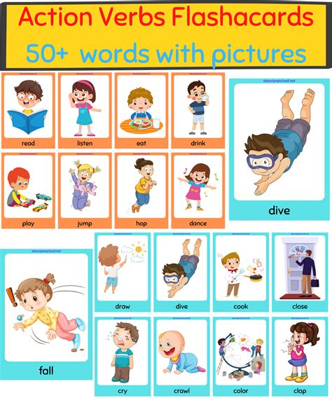 Free Printable Action Verbs Flashcards About Preschool