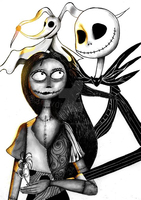 My Jack Sally And Zero Drawing Finished By Artworklisa On Deviantart