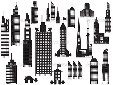Silhouette Of Perspective City Buildings — Stock Vector © Huhulin