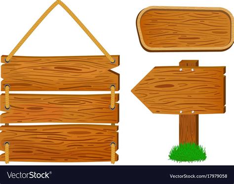 Cartoon Wooden Sign And Banners Rustic Wooden Arrow Sign Vector