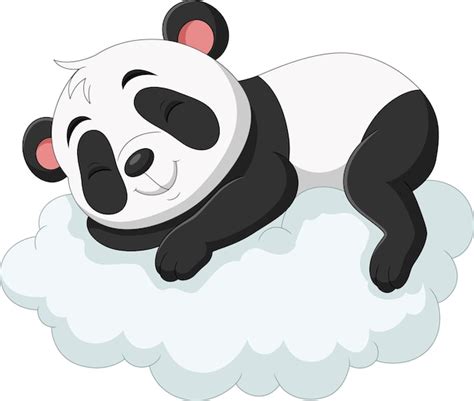 Cartoon Baby Panda Schläft Auf Den Wolken Premium Vektor