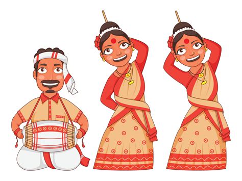 Assam Women Dancing And Man Play Dhol In Traditional Attire 23314545