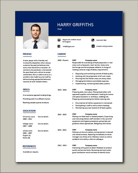 Free and premium resume templates and cover letter examples give you the ability to shine in any application process and relieve you of the stress of building a all resume and cv templates are professionally designed, so you can focus on getting the job and not worry about what font looks best. chef resume sample, examples, sous, chef jobs, free ...