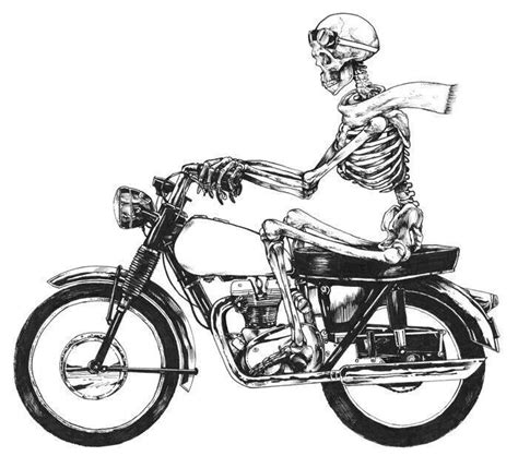 Motorcycle Rider Biker Skeleton Ide Menggambar Seni Gambar