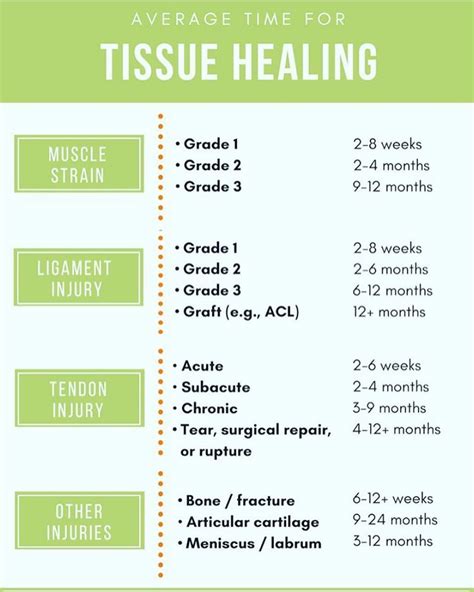 Tissue Healing Time Chart
