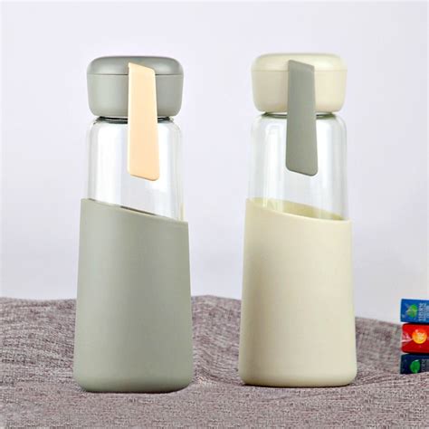 400ml Borosilicate Reusable Water Glass Bottle With Silicone Sleeve