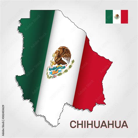 Vector Map Of Chihuahua State Combined With Waving Mexican National