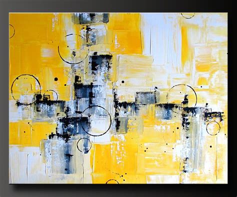 Abstract In Yellow Acrylic Abstract Painting Highly Textured