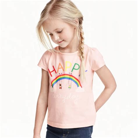 Casual Girls Summer T Shirt Beautiful Rainbow Printed Kids T Shirt