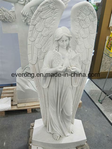 European Church Sculpture Life Size White Marble Stone Female Angel