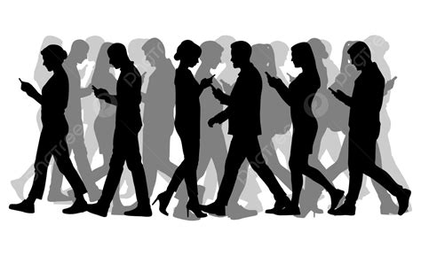 Gente Caminando Silueta Con Teléfono Móvil Png Silueta Teléfono