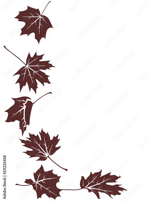 Autumn Maple Leaves Silhouette Isolated On White Background Decorative