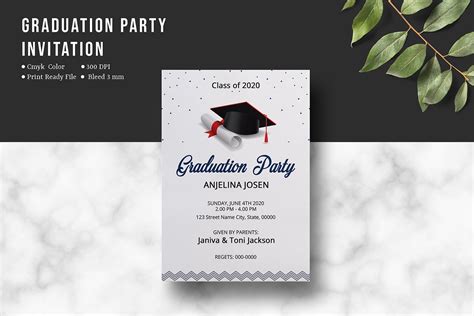 Graduation Party Invitation Ms Word And Photoshop Template 540276