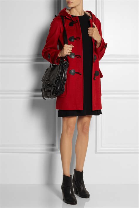 Lyst Burberry Brit Hooded Wool Duffle Coat In Red