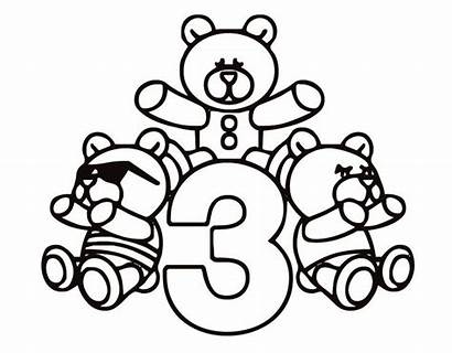 Coloring Number Pages Three Printable Bears Bear