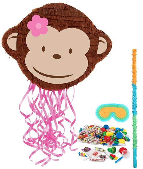 Pink Mod Monkey Pinata Kit Mod Monkey Sock Monkey Party Pinata