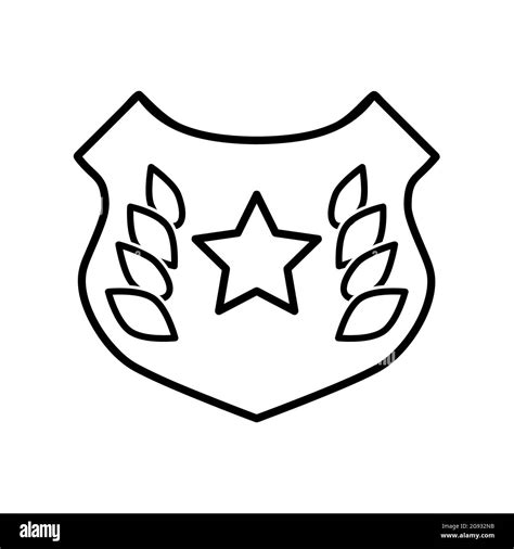 Police Badge Icon Law Pictogram For Web Line Stroke Isolated On