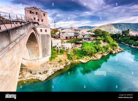 Mostar Bosnia And Herzegovina The Old Bridge Stari Most With