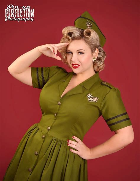 Pinup Dress Army Military Dress Retro Dress Rockabilly Dress