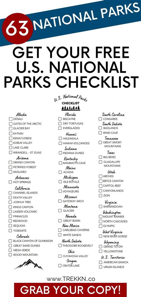 Your Printable List Of 63 National Parks In The Us 2023