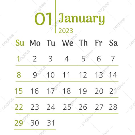 Calendar January 2023 Vector Png Images Calendar January 2023 Starting