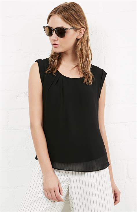 Rowley Layered Cuffed Blouse In Black DAILYLOOK