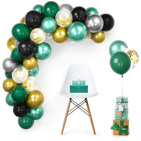 Buy Pack Green Black Silver Gold Balloons Garland Arch Kit Gagaku Inches Latex Confetti