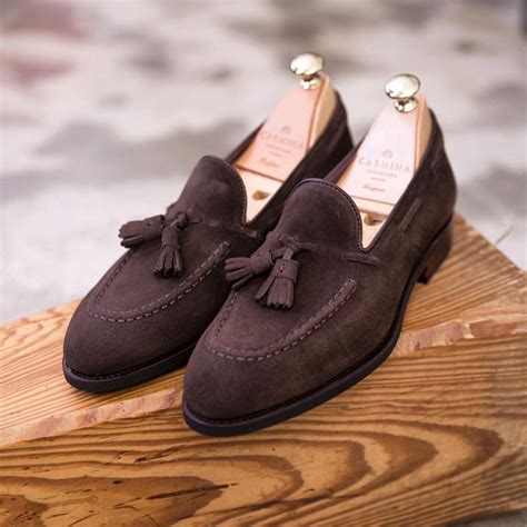Carmina — Brown Suede Tassels Loafer In Uetam Last Tassel Shoes